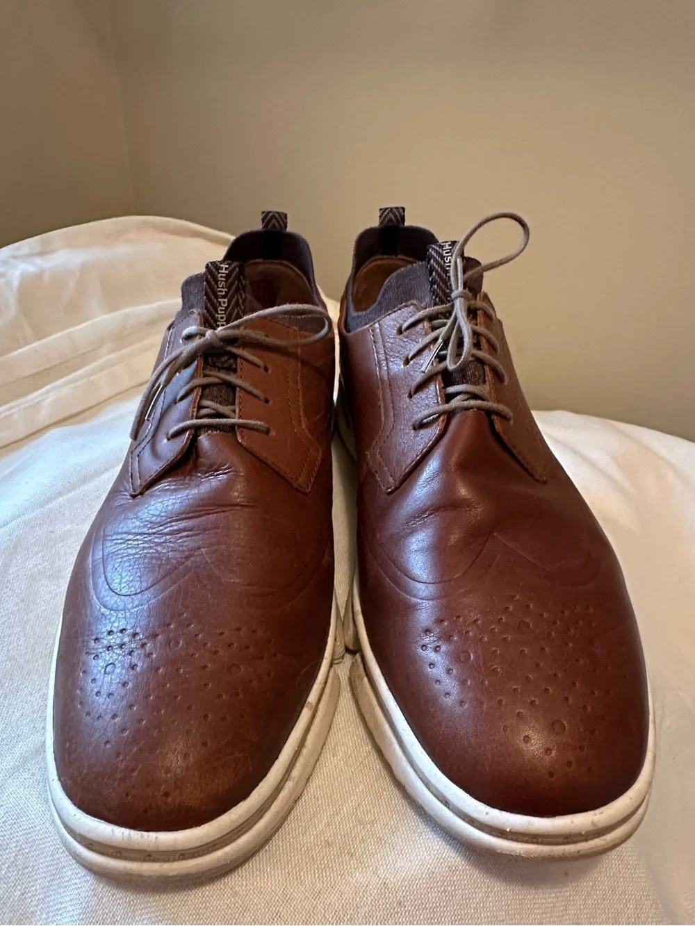 HushPuppies Bennet Oxford Cognac Brown Leather Loafers 11W Comfort Preppy Casual